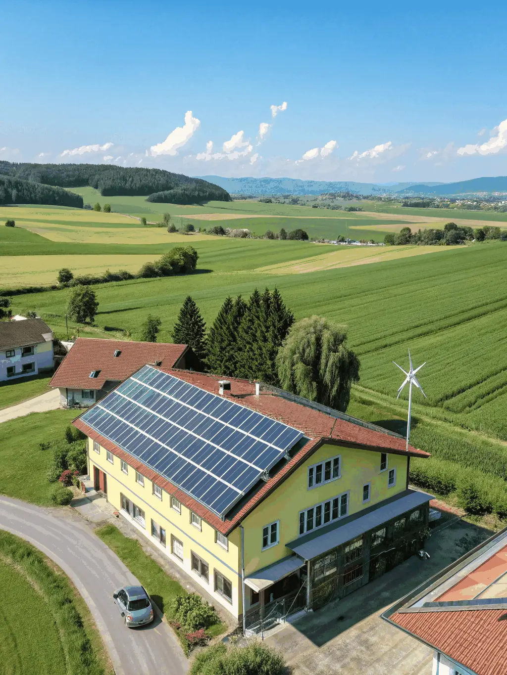 A close-up shot of ObraElite's team using sustainable building materials and technologies on a green construction project, emphasizing eco-friendly practices.